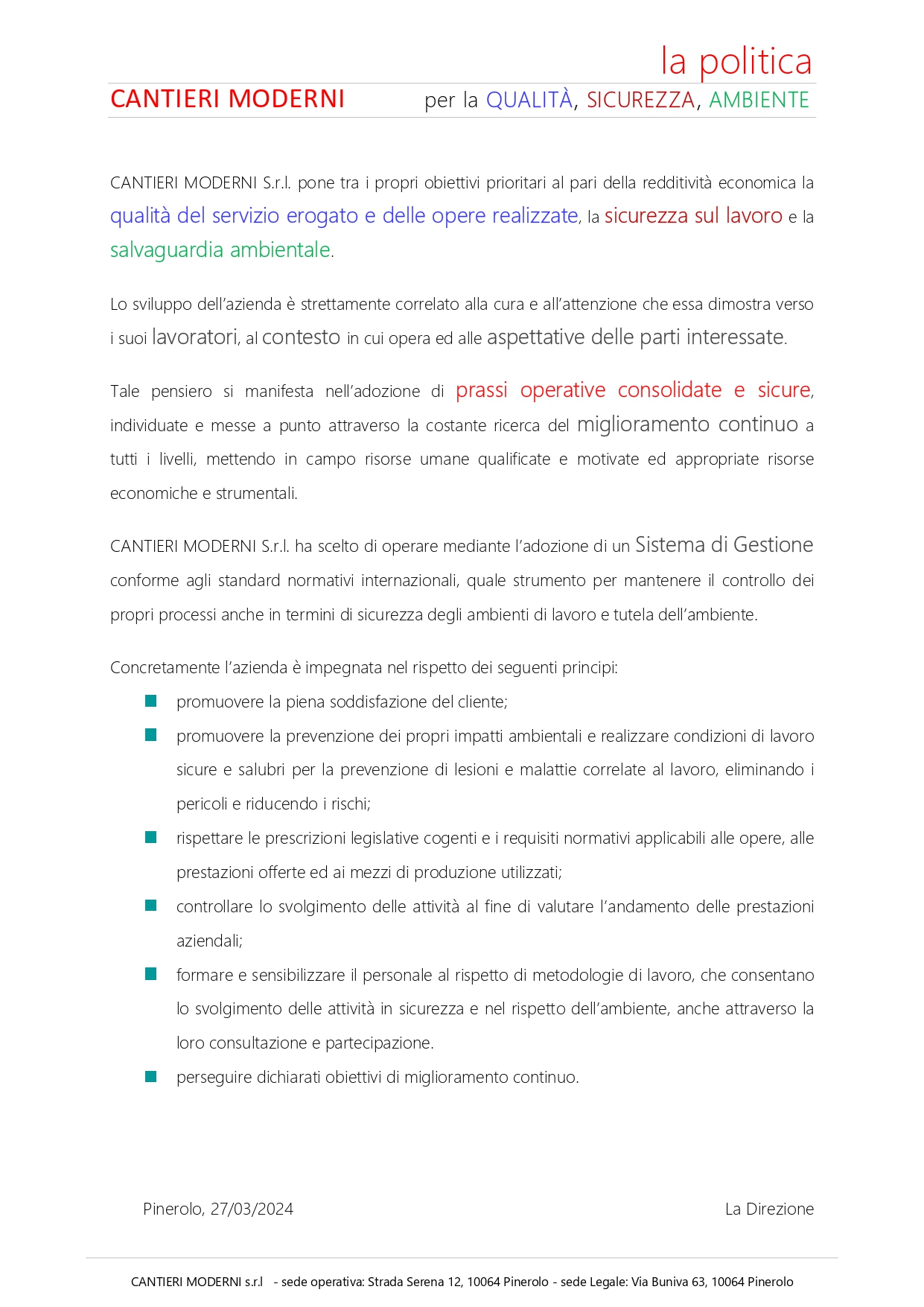 Politica Qualità Sicurezza Ambiente page 0001